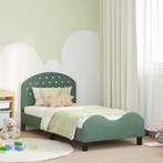 vidaXL Bedframe voor kinderen met hoofdbord Zeegroen 80 x, Verzenden, Nieuw, Groen, Stof