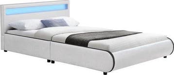 2dekans | Juskys Gestoffeerd bed Sevilla - 140 x 200 cm -, Ophalen of Verzenden, Zo goed als nieuw, Wit