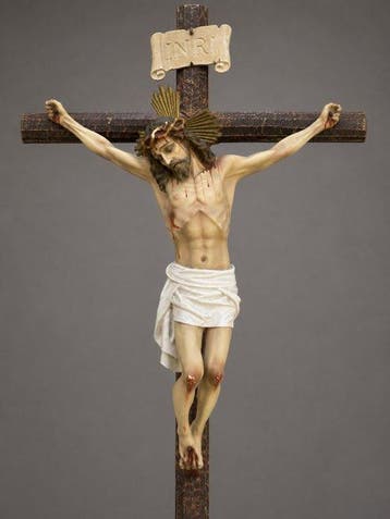 OLOT - sculptuur, Cristo crucificado - 73 cm - Hout,
