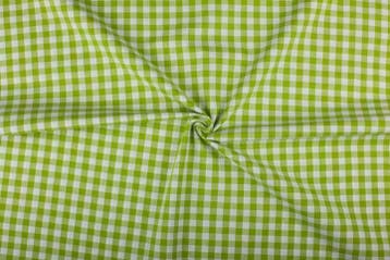Boerenbont stof limoengroen wit geruit - 10mm geruit, 120 cm of meer, Ophalen of Verzenden, Katoen, Groen