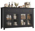 Dressoir 140 cm met Lades & Glazen Deuren – Buffetkast, Verzenden, Nieuw