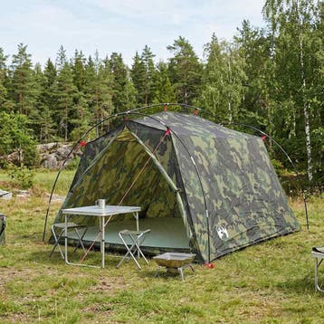 vidaXL Tunneltent 2-persoons Camouflage 185T Polyester met, Caravans en Kamperen, Verzenden, Nieuw, Tot en met 2