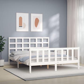 vidaXL Bedframe zonder matras massief grenenhout wit 160x200, Huis en Inrichting, Slaapkamer | Bedden, Verzenden, Wit, 200 cm