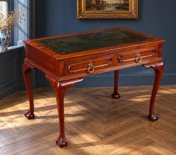 Schrijftafel - schrijftafel - mahonie en leder