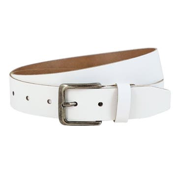 Landley Witte Leren Jeans Riem - 4 cm - Dames en Heren - 85, Kleding | Dames, Riemen en Ceinturen, Verzenden, Wit, Nieuw, 3 tot 5 cm