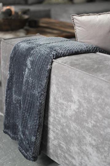 Fleece plaid Mara charcoal grey 200 x 150 cm, Ophalen of Verzenden, Nieuw