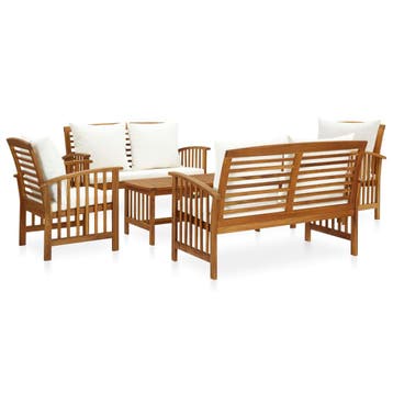 vidaXL 5-delige Loungeset met kussens massief acaciahout, Verzenden, Nieuw, Hout, Loungeset