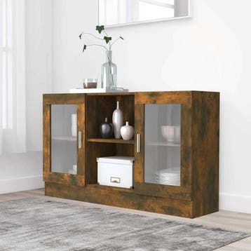 vidaXL Vitrinekast 120x30,5x70 cm bewerkt hout gerookt, Huis en Inrichting, 100 tot 150 cm, Verzenden, Nieuw, Minder dan 100 cm