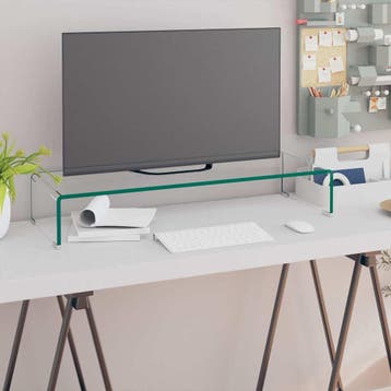 vidaXL Tv-meubel/monitorverhoger transparant 80x30x13 cm, Verzenden, Nieuw, Glas, Minder dan 100 cm
