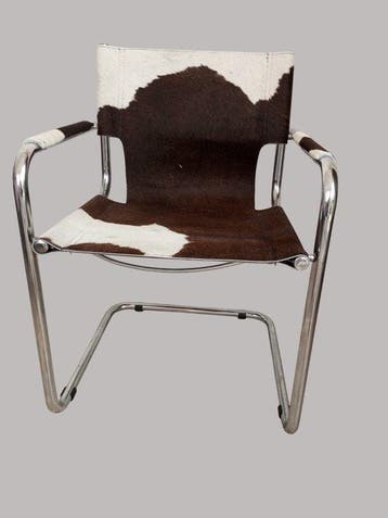 Stoel - Cantileverstoel - Staal, Leder, Chroom, runderhuid