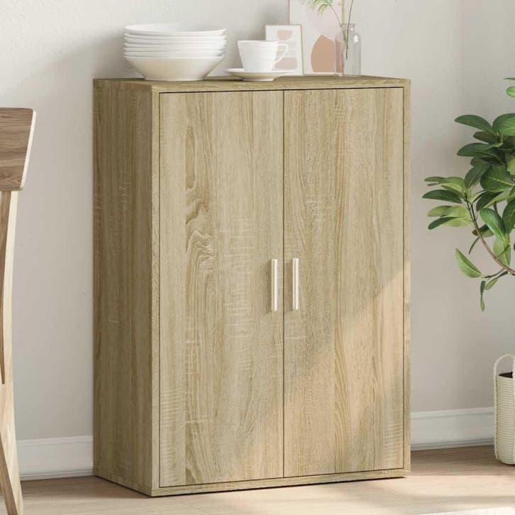 vidaXL Dressoir 60x31x84 cm bewerkt hout sonoma eikenkleurig, Huis en Inrichting, Kasten | Dressoirs, 25 tot 50 cm, Nieuw, 50 tot 100 cm