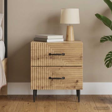 vidaXL Nachtkastje Artisanaal eiken 43 x 34,5 x 47,5 cm, Minder dan 45 cm, Verzenden, Nieuw, Minder dan 55 cm