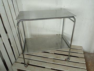 Bijzettafel - Vintage chromen tweelagige trolley - Staal,