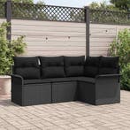 vidaXL Tuin Sofa Set met opslag 4 pcs Zwart poly rattan, Verzenden, Nieuw, Rotan