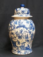 dekselvaas - Porselein, 50 cm schitterende chinoiserie -