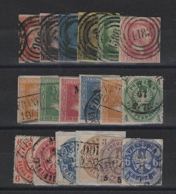 Pruisen 1850/1867 - schone partij met tls. mooie stempels, Gestempeld