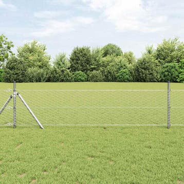 vidaXL Hexagon Hek 0,4 x 50 m Verzinkt staal zilver, Verzenden, Nieuw, IJzer