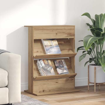 vidaXL Tijdschrift Rek Artisan Eiken 70 x 41 x 96 cm Bewerkt, Huis en Inrichting, Woonaccessoires | Cd- en Dvd-rekken, Verzenden