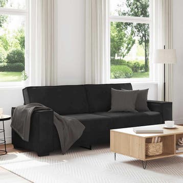 vidaXL Driezitsbank 220x78x84 cm fluweel zwart, Verzenden, Nieuw, Driepersoons, Stof