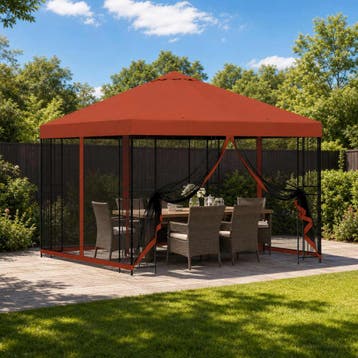 vidaXL Tuin Gazebo met Zijwanden 3 x 3 m Terracotta, Verzenden, Nieuw