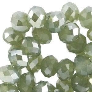 15 x Top facet kralen 6x4mm disc Khaki green opal, Ophalen of Verzenden, Nieuw, Kraal