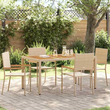 vidaXL Tuinstapelstoelen 4 pcs Crème en bruin 54 x 56 x 90, Tuin en Terras, Tuinstoelen, Verzenden, Nieuw, Rotan