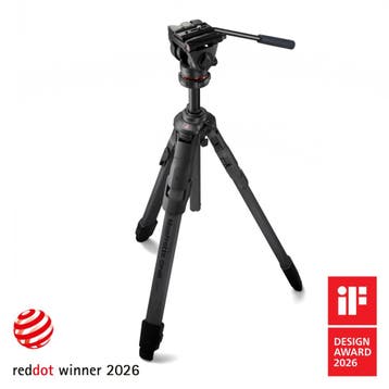 Manfrotto ONE Carbon met 500X Videokop, Nieuw, 150 tot 175 cm, Met balhoofd, Ophalen of Verzenden