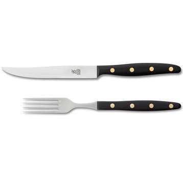 Robert Herder Windmühle Steakvork en Steakmes – RVS – G, Ophalen of Verzenden, Nieuw, Rvs of Chroom, Bestekset