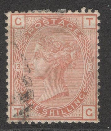 Groot-Brittannië 1880 - Koningin Victoria : 1sh Rood-Bruin -, Gestempeld