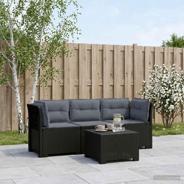 vidaXL 3-zits tuinbank met kussens in rattanlook PP, Tuin en Terras, Verzenden, Nieuw