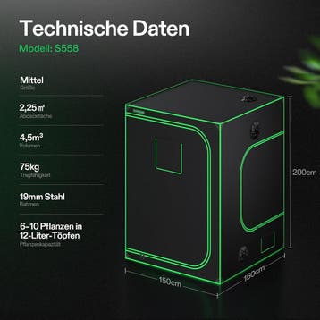 Kweektent - Growtent - 150x150x200 cm - Groen - VIVOSUN, Verzenden, Zo goed als nieuw