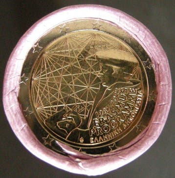 Griekenland. 2 Euro 2022 Erasmus (25 stuks) in rol (Zonder