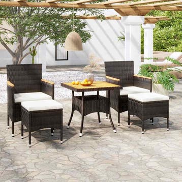 vidaXL 5-delige Tuinset poly rattan en massief acaciahout, Verzenden, Nieuw, 5 zitplaatsen, Tuinset