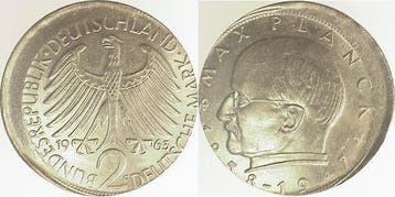 2 Mark Duitsland Fehlpraegung 2 Dm 1963 G Max Planck deze..., Verzenden