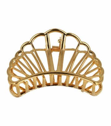 Haarspeld Haarklem 7,5 cm – Open Schelp Vorm – Metaal – Goud, Nieuw