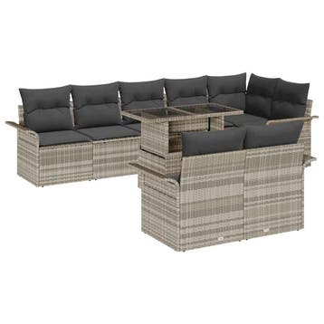 vidaXL Tuin Sofa Set 9 st Lichtgrijs [Synthetisch]: Poly, Verzenden, Nieuw, Rotan, Meer dan 8 zitplaatsen