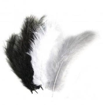 Donsveertjes Zwart Wit Grijs 10-15 cm zakje 15 stuks, Ophalen of Verzenden, Nieuw