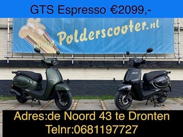 GTS Espresso scooter /Nieuw/Nu in de mega showroom sale!, Ophalen, Nieuw