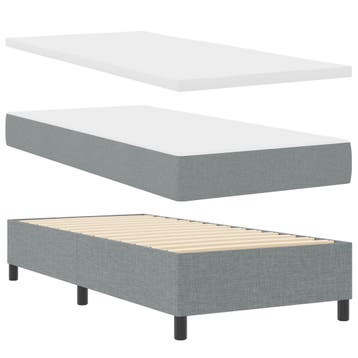 vidaXL Boxspring bed met hoofdeinde Lichtgrijs 90 x 200 cm, Verzenden, Nieuw, Grijs, Stof