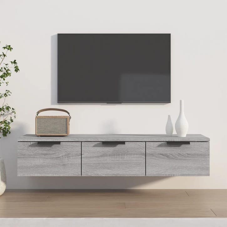 vidaXL Wandkast 102x30x20 cm bewerkt hout grijs sonoma, Huis en Inrichting, Kasten | Overige, Nieuw, Verzenden