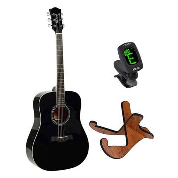 Richwood RD-12-BK Dreadnought Akoestische Gitaarset zwart, Ophalen of Verzenden, Nieuw