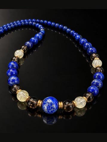Verguld, Zilver, othe - Ketting met hanger - lapis lazuli