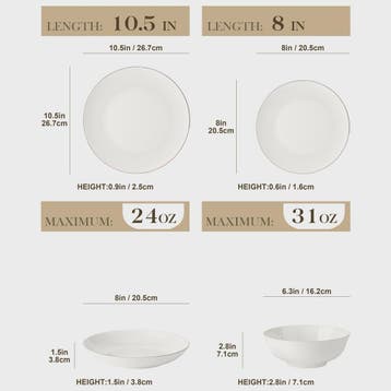 MALACASA Nordic 32-delig Wit Bone China Servies met Gouden R, Verzenden, Nieuw