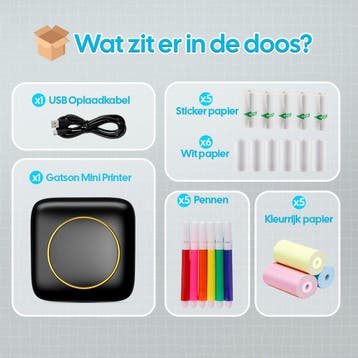 Gatson Mini Printer 300DPI - Inclusief 14 Rollen Papier, Ophalen of Verzenden, Zo goed als nieuw, Gatson