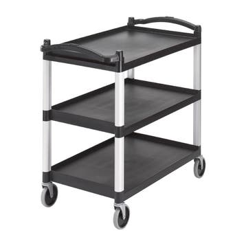 Kunststof Serveerwagen | 3 Bladen | Zwart | max. 180kg, Verzenden, Nieuw in verpakking