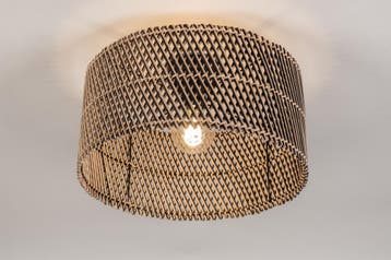 Rietveld Plafondlampen - Zwart, Naturel - Rotan, Verzenden, Nieuw