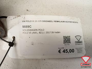 VW Polo VI 2G GTI 21-25 Origineel! Remklauw Houder Achter Re, Ophalen, Gebruikt, Volkswagen