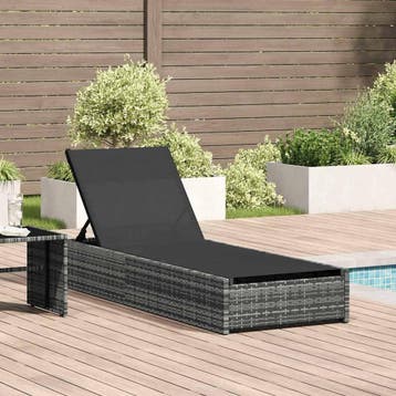 vidaXL Ligstoel Grijs 200.5 x 70 x 75 cm poly rattan, Verzenden, Nieuw