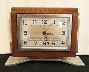 Tafelklok - Bayard - Art Deco Messing, Leder - 1950-1960 -