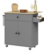 Keukeneiland met Wielen & Klapblad – 106×42×87 cm, Verzenden, Nieuw